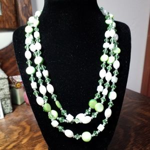 Signed ESMOR Vintage Shell and Glass Bead Necklace